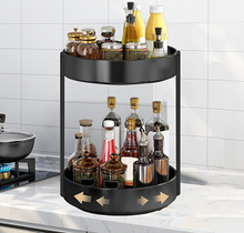 Fineget Rotating Spice Rack Organizer for Cabinet Kitchen 1Tier 2 Tier Large Metal lazy Susan Spinning Turntable Tiered Vertical Storage Rack Self Black