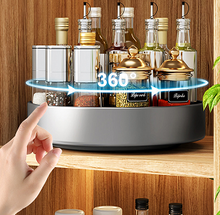 Fineget Rotating Spice Rack Organizer for Cabinet Kitchen 1Tier 2 Tier Large Metal lazy Susan Spinning Turntable Tiered Vertical Storage Rack Self Black