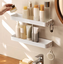 Fineget Shower Caddy Shelf Organizer Bathroom Kitchen Self Adhesive Wall  Plastic Shower Shelves Stick On Basket No Drilling for Shower Spice Storage