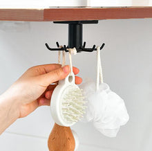 Fineget Self Adhesive Hooks for Hanging Sticky Wall Hook Hat Towel Key Hooks Bathroom Kitchen Desk Rotating Black Hooks Organizer 2 Pcs