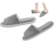 Fineget Spa Fluffy Slippers for Guests Men Women Travel Indoor House Non-Disposable Hotel Hospital Open Toe Pedicure Coral Velvet Breathable Grey Slippers 4 Pairs