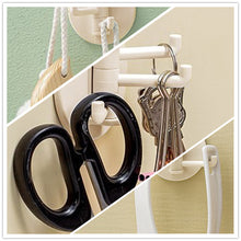 Fineget Wall Adhesive Hooks for Hanging Bathroom Kitchen Door Hooks 3 Rotatable Arms Round Sticky Hooks Cream 2 Pairs