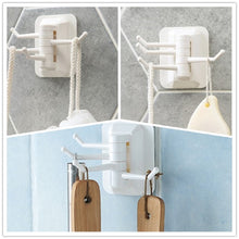 Fineget Wall Adhesive Hooks for Hanging Bathroom Kitchen Door Hooks 4 Rotatable Arms Round Heavy Duty Hooks White 2 Pairs