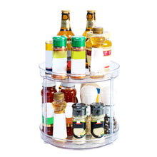 Fineget Lazy Susan Rotating Spice Rack Organizer for Cabinet Kitchen Bathroom Clear 2 Tier Spinning Turntable Tiered Storage Spice Rack Self