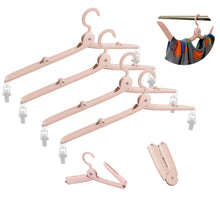 Fineget Foldable Travel Clothes Hangers with Clips Pink (4 Pcs + 8 Clips)